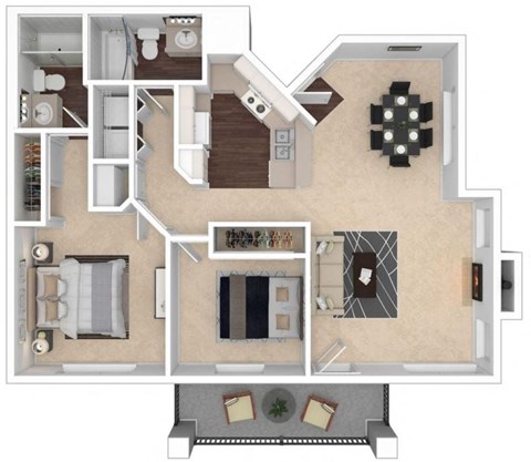 Clocktower Village 2x2 3D floor plan